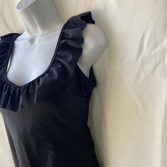 Dixperfect Ruffle One Piece Swimsuit Women Small Black Backless Tummy Control - Picture 10 of 16